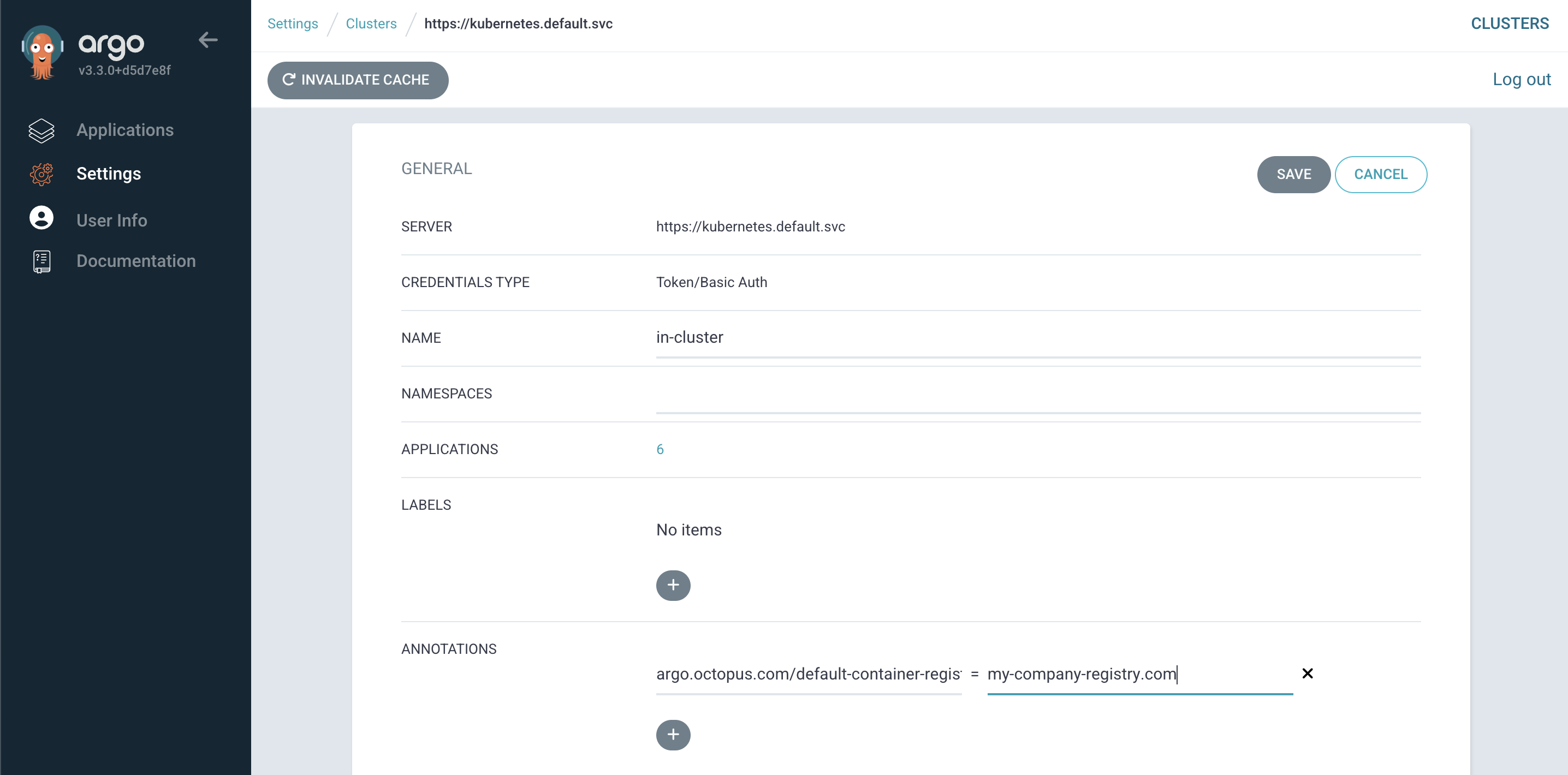 Default Registry Cluster Annotation
